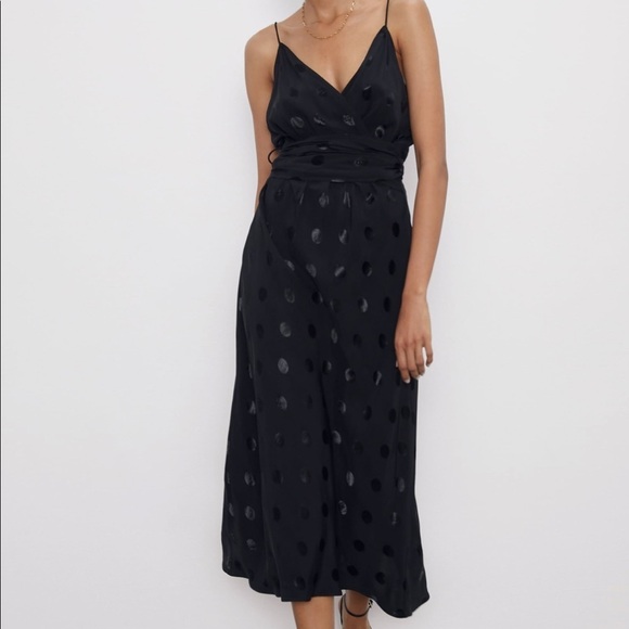 ZARA BNWT Polka Dot Jacquard Dress - Picture 5 of 8